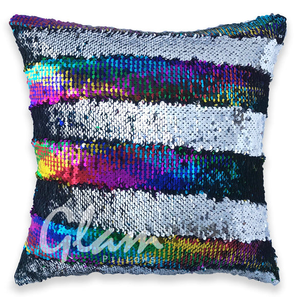 Rainbow & Silver Reversible Sequin Glam Pillow *Limited Edition*