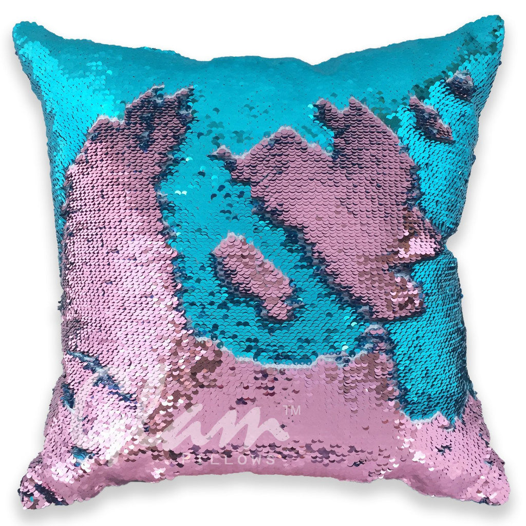 Rose Gold & Aqua Reversible Sequin Glam Pillow