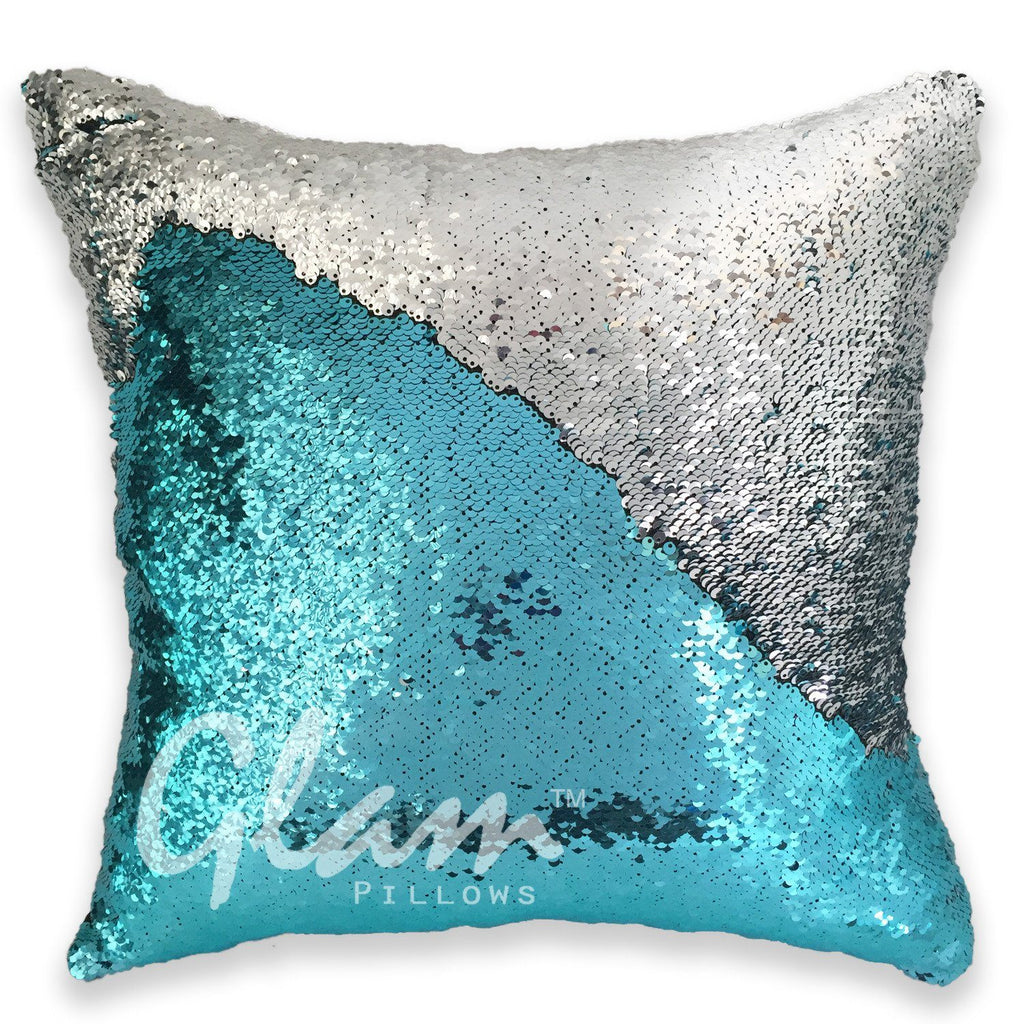 Aqua & Silver Reversible Sequin Glam Pillow