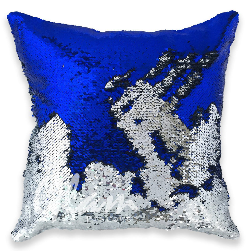 Blue & Silver Reversible Sequin Glam Pillow