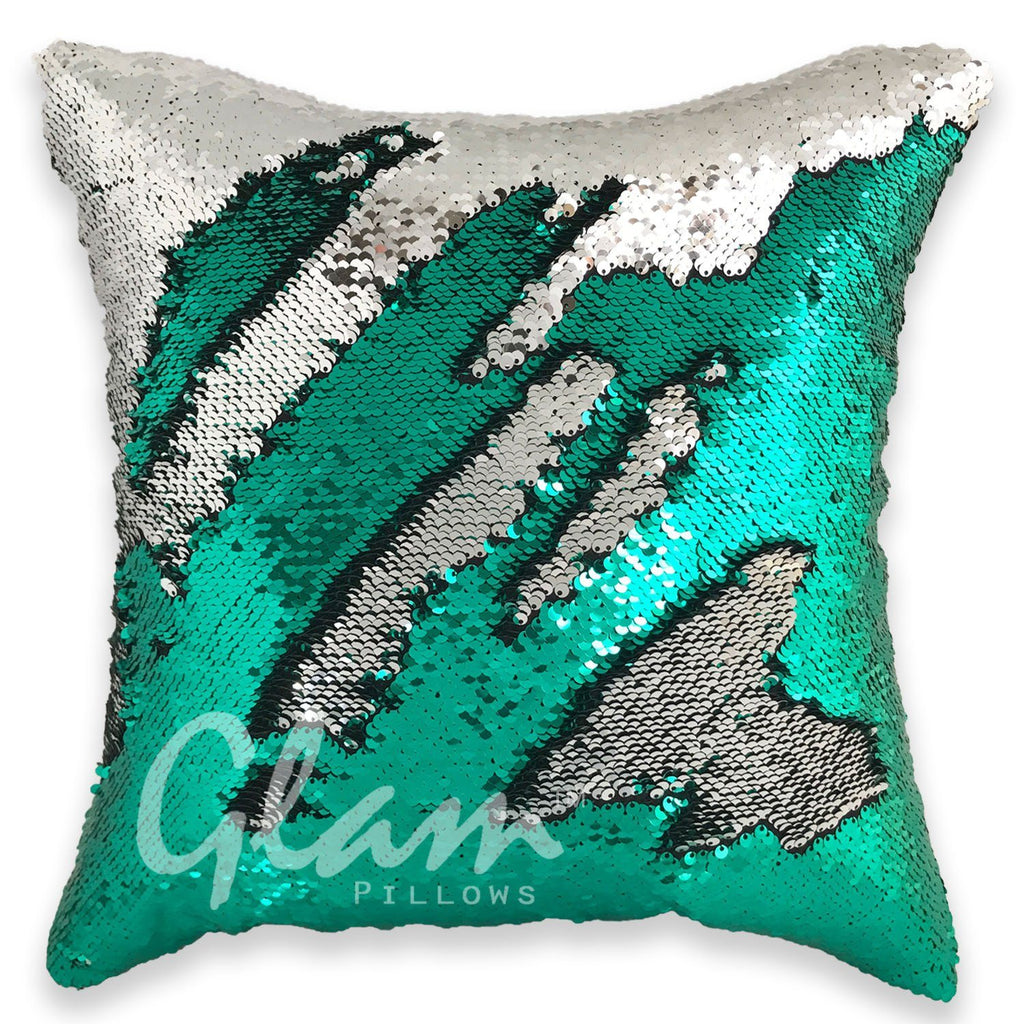 Emerald Green & Silver Reversible Sequin Glam Pillow