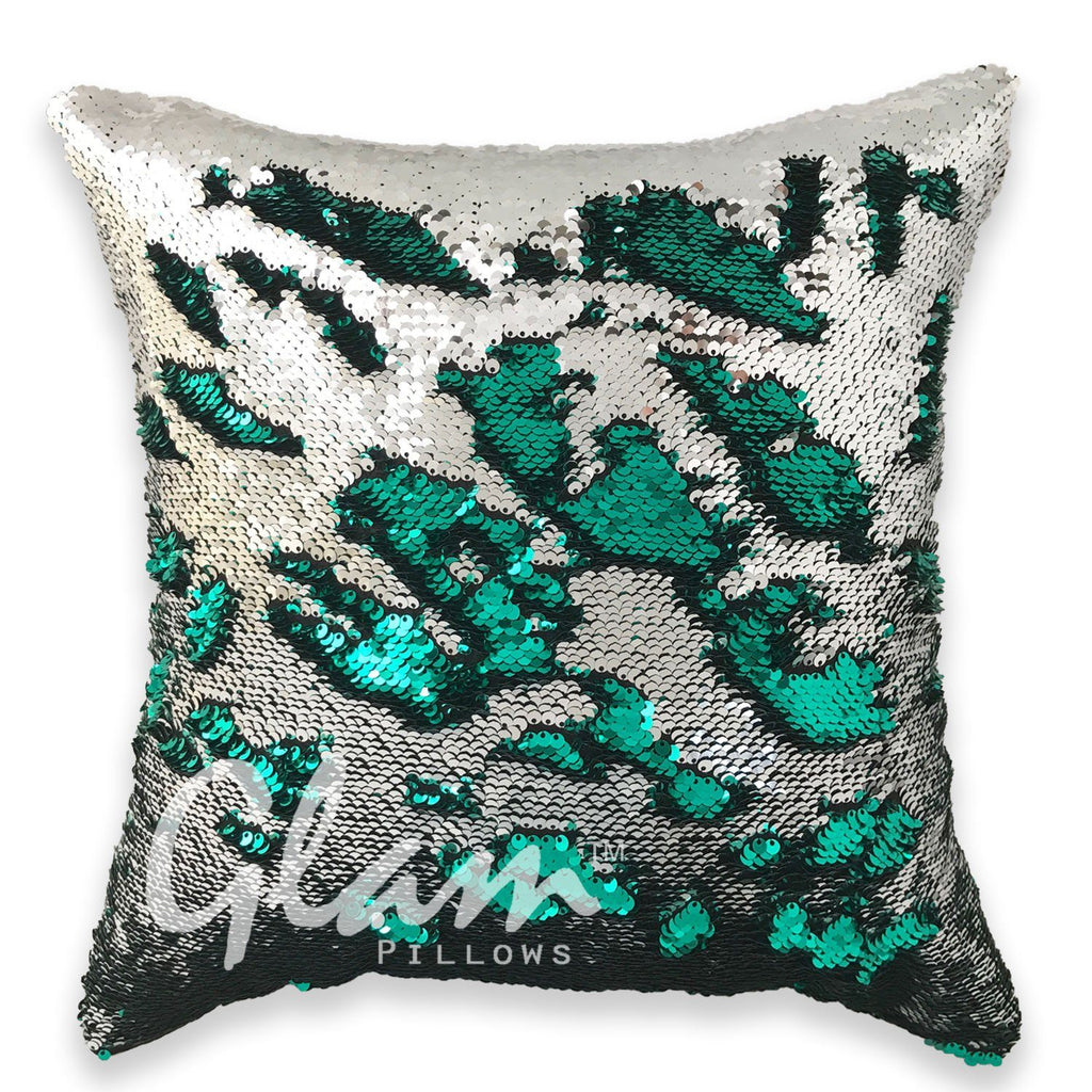 Emerald Green & Silver Reversible Sequin Glam Pillow