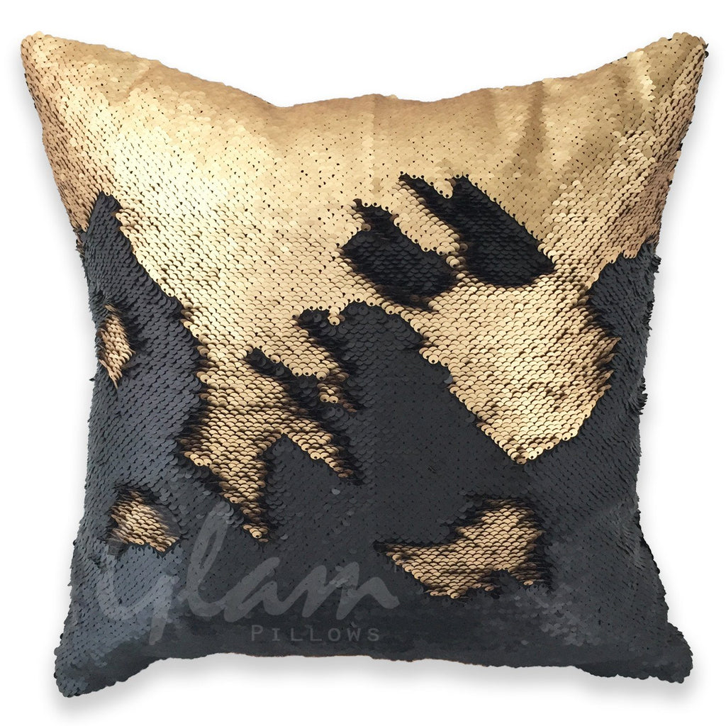 Matte Gold And Black Reversible Sequin Glam Pillow Glam Pillows 