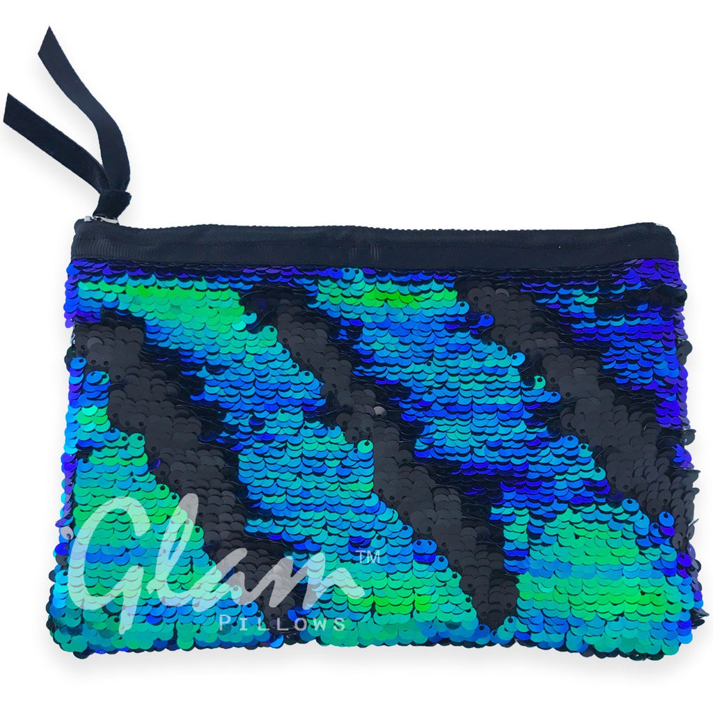 Mermaid Tail & Matte Black Reversible Sequin Glam Clutch