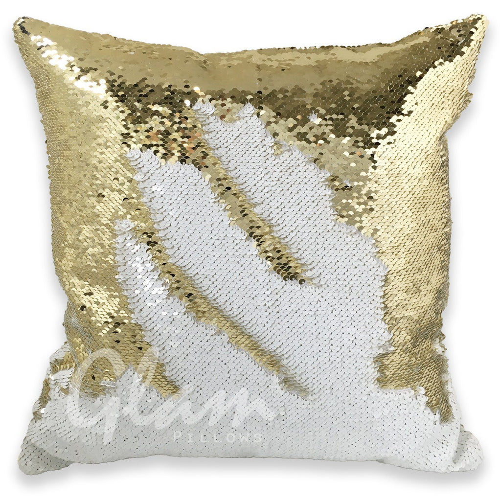White & Gold Reversible Sequin Glam Pillow