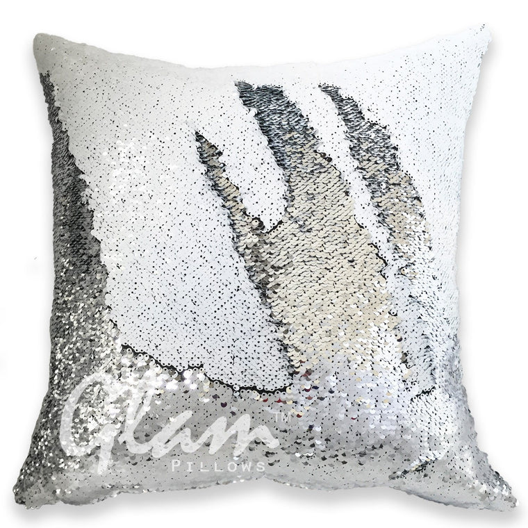 White & Silver Reversible Sequin Glam Pillow