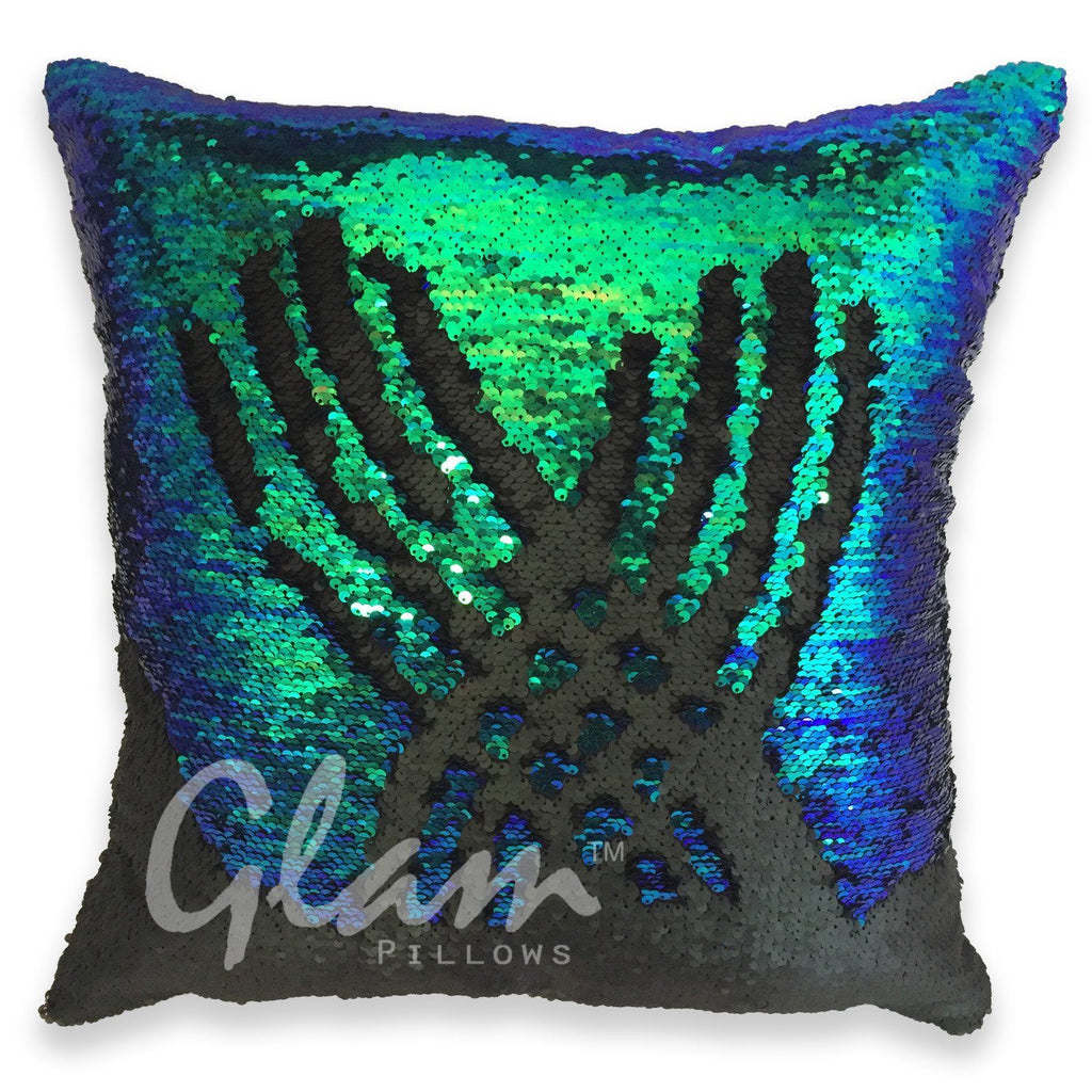 Mermaid Tail & Matte Black Reversible Sequin Glam Pillow